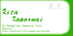 rita kapornai business card